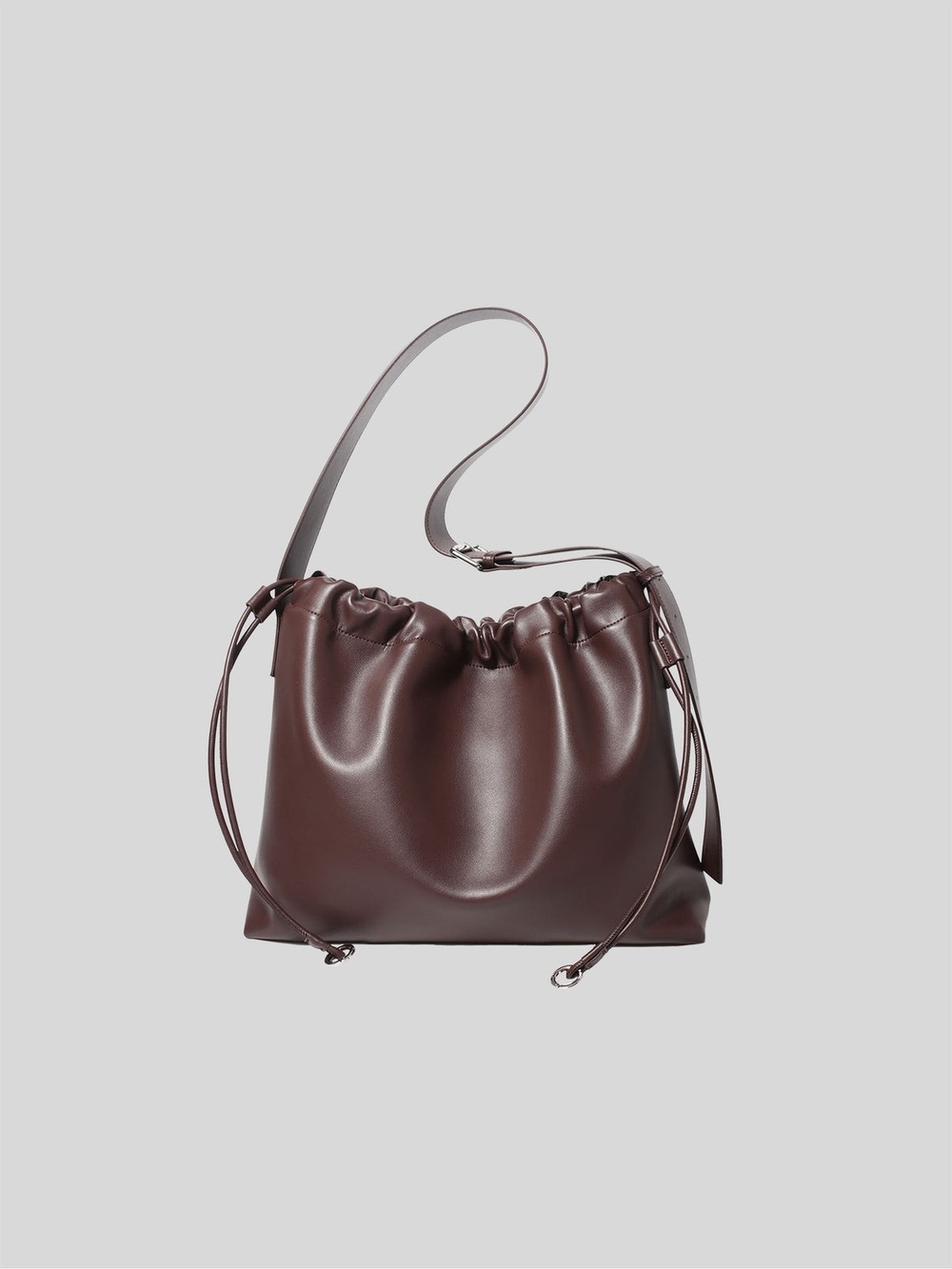 Late To Work Sage Large Drawstring Shoulder Bag In Brown NWT